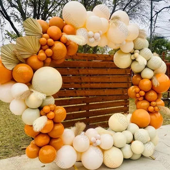1 Komplektas Retro Orange Balionas Arch Girliandą Rinkinys Odos, Balto Smėlio Matinė Oranžinė Balionus Gimtadieniui Baby Shower Helovinas Dekoracijas