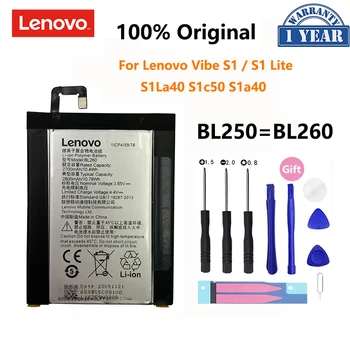 100% Originalus BL250 2700mAh Lenovo VIBE S1 S1c50 S1a40 BL260 VIBE S1Lite S1La40 Baterijos Įkrovimo Telefono Baterijų Bateria