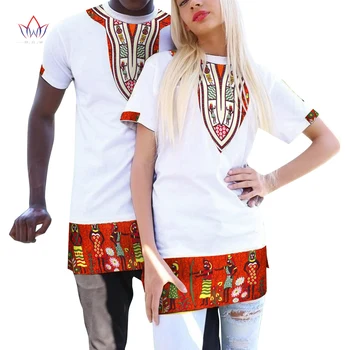 2vnt Afrikos Dashiki Spausdinti Pora Mėgėjams Vyrų ir Moterų Marškinėliai Tradicinių Trumpas Rankovės Marškinėliai Šalies Priežastinis Drabužių Wyq812