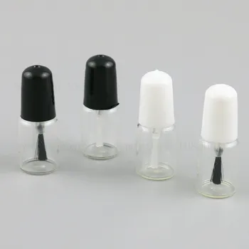 30pcs tuščias nagų lakas stiklo buteliai su balta juoda dangtelį 3 ml Mažų Stiklo Nagų lako Konteineris su Teptuku Bžūp