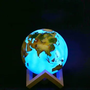3D Spausdinimo Lempa Mėnulis Žemės Lempa 16 Spalvų Kaita LED Nakties Šviesos Namų Puošybai Vandenyno 3D Stalo Lempa Stalas Šviesos Vaikui, Dovanos