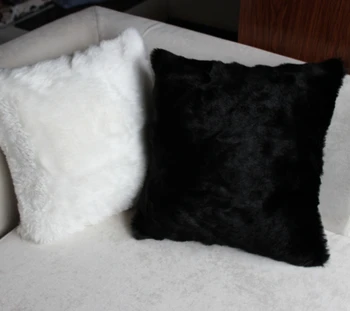 45*45cm Europos stiliaus pieniškas balta/juoda spalvos dirbtiniais kailiais pagalvę padengti sofa namų puošybai pliušinis pagalvėlė padengti patalpų užvalkalas