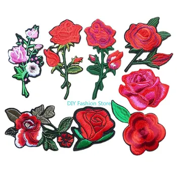 5 Vnt Rožių Gėlių Išsiuvinėti Pleistrai Skrybėlę Bžūp Drabužių, Lipdukų Maišelį Appliques Drabužių Apsirengti Drabužiais 