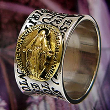 925 sterlingas sidabro papuošalai, aukso Mergelės Marijos vyrų sidabro žiedas