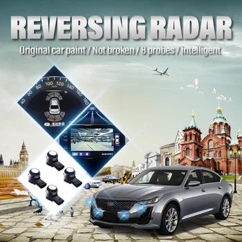 Automobilių Stovėjimo aikštelė Padėti Priekiniai Ir Galiniai Atbulinės eigos Radaras, lydinti Padėti Automatizuotą automobilių Stovėjimo aikštelė Stebėti Ekraną ir Cadillac CT5