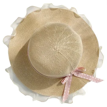 Bauhinia prekės vaikams kepurę šiek tiek pasakų lotus lapų, šiaudų skrybėlę nuo saulės sun grybelio baseino skrybėlę lankas vasaros paplūdimio kelionės sunhat