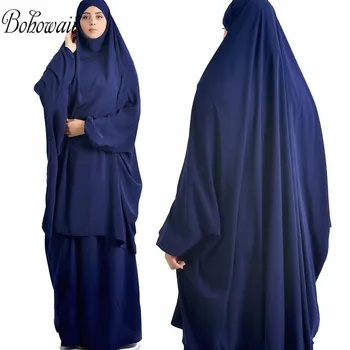 BOHOWAII Abaja Dubajus Turkijos Musulmonų Suknelė, Hijab Ramadanas Chalatas De Priere Islamas Femme Malda Drabužiai Moterims, Namaz Elbisesi Rinkinys
