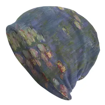 Claude Monet Vandens Lelijos Violetinė Žalia Kepurės Rudenį, Žiemą Lauke Skullies Beanies Skrybėlę Unisex Vyrų Pavasario Šilto Variklio Dangčio Megzti Skrybėlę