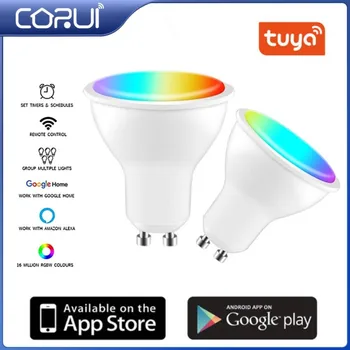 CORUI Tuya Wifi Smart GU10 Lemputė, Prožektorius RGB+BMT Pritemdomi LED Light Bulb Balso Kontrolės Dirbti Su Alexa 