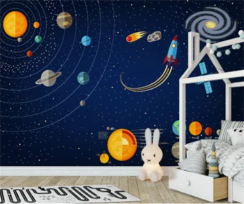Europos ir Amerikos kosmoso visatos vaikų kambario foną sienų apdailai freskos berniukų ir mergaičių miegamasis 3D foto tapetai