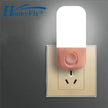 HoneyFly LED Plug-in naktinė lempa 1W 220V Šalta Balta Naktį Šviesos Nešiojamosios Automatinio Už Spinta, Koridorius, Laiptai