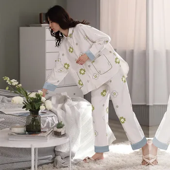 Ilgomis rankovėmis sleepwear medvilnės-dviejų dalių kostiumėlį atsitiktinis spausdinami namuose dėvėti chalatą motinystės minkšta pižama naktiniai drabužiai nauji