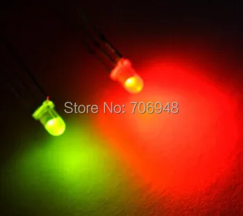 Išsklaidytos raudona/žalia 3mm bicolor led diodų bendro anodo/elektroniniai parinktis