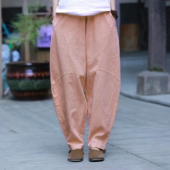 Japonų Hip-Hop Atsitiktinis Sporto Kelnės Retro Ramės (Kiniškosios Dilgėlės) Jogos Pants Plus Size Susiuvimo Ponios Gatvės Gryna Spalva Zen Meditacija Kelnės