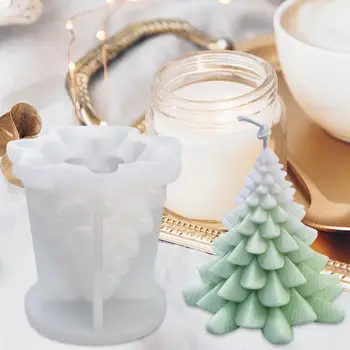 Kalėdų Eglučių Žvakės Pelėsių 3D Sultingi Lapai Medžio, Vaško liejimo Formos Atostogų Apdailos Silikono Formų Žvakių Muilas