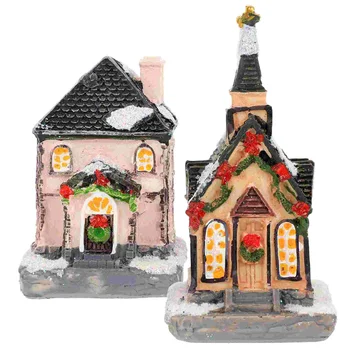 Kalėdų Housevillage Šalies Puošmena Led Dekoras Dekoratyvinis Miniatiūriniai Šviesos Žėrintis Ornamentscollection Apšviesta Ornamentu