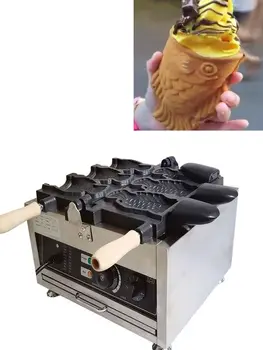 Komercinės 3 vnt. Elektros burna ledų taiyaki mašina žuvies formos pliurpalas kūgio Taiyaki Mašinos Elektros Snapper Mašina