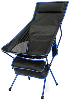 Lengvi nešiojamieji aukštas atgal kempingas kėdės, sulankstomos stovyklavimo kėdė atnaujinti galvos pagalvę ir kišenėje, tinka lauko žvejybos