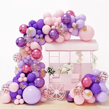 Macaron Rožinė, Violetinė Balionų Girliandą Arch Komplektas Vestuvių Mergina Gimtadienio Dekoravimas Balionais Aukso Drugelis Baby Shower Ballon
