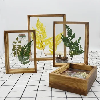 Medinis nuotraukų rėmelis Europos augalų dvipusis stiklo pavyzdys rėmas medinis kūrybos etapą dekoratyvinis nuotraukų rėmelis įvairios foto