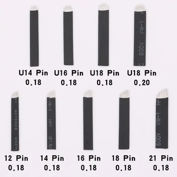 Naujas 50pcs 0.18 mm microblading adatos 12 14 16 18 pin u formos permanentinis Makiažas Antakių Tatuiruotė Adata Ašmenys, Skirti 3D Siuvinėjimo pen