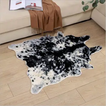 Pilkos spalvos megztą pieno karvė modelis Kilimas dirbtiniais odos Neslidžios neleidžiančioms slysti Kilimėlį galima skalbti Gyvūnų spausdinti Kilimą kambarį miegamasis