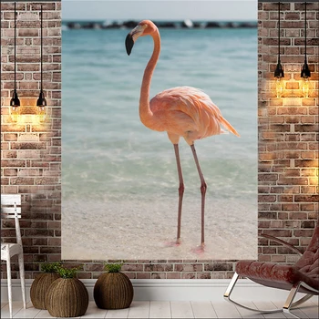 Poliesteris Flamingo Gobelenas Sienos Meno Gobelenai Atogrąžų Namų Dekoro Durų Užuolaidos Kambarį Lovatiesė Lapas Staltiesė