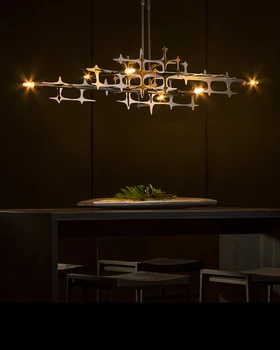 Postmodernios Sidabro LED Šviestuvo Prabangus Valgomasis Gyvenamasis Kambarys Dekoro Rungtynių Apšvietimo Restoranas Virtuvės Sala Kabo Lempa
