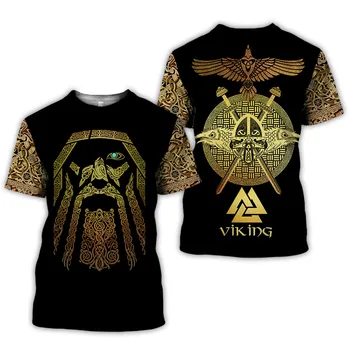 Vasaros Apvalios Kaklo marškinėliai Viking Simbolis 3d Spausdinimo vyriški T-shirt Hip-hop Street Harajuku trumpomis Rankovėmis Unisex Viršūnes Tees B2