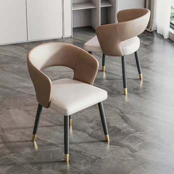 Šiaurės Metalo Kojos Valgomojo Kėdė Modernus Medienos Nugaros Oda Valgomojo Kėdė Šiaurės Italijos Cadeiras De Jantar Virtuvės Baldai